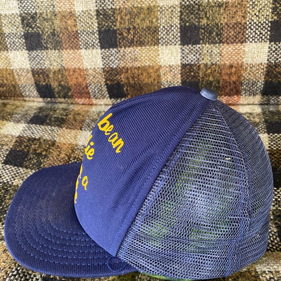 Vintage 70s trucker hat navy gold adjustable snap back one size - Picture 4 of 5